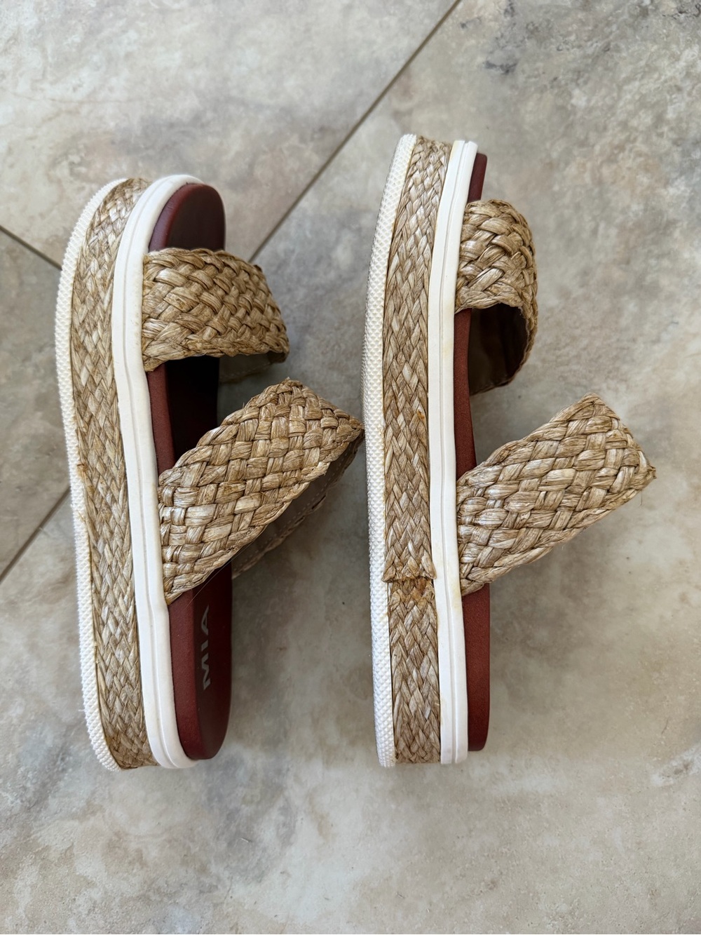 MIA Braided Tan Platform Slide Sandals - Picture 4 of 8